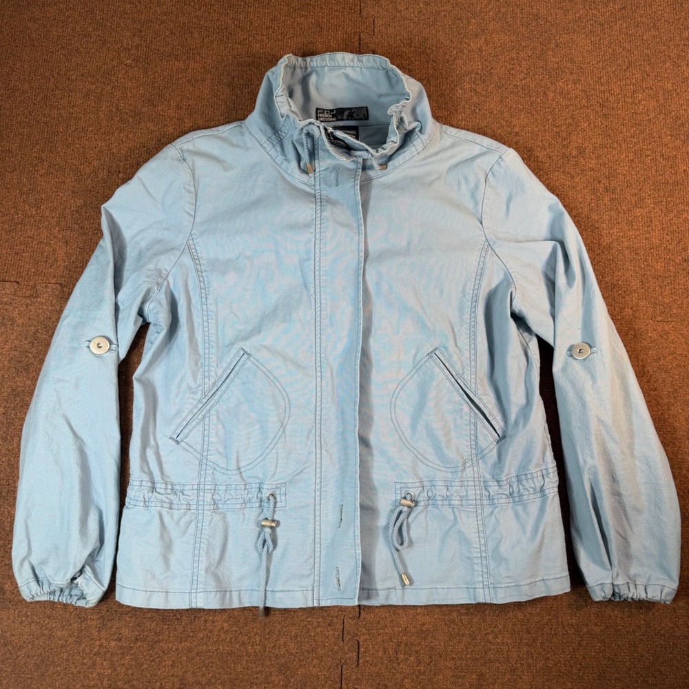 FDJ French Dressing Utility Jacket Womens Blue Cotton Stretch Roll Tab 1026329